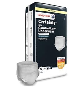 walgreens certainly comfort lux adult ncontinence underwear for men, maximum absorbency grey 22.0ea