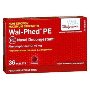 walgreens wal-phed pe nasal decongestant tablets, 36 ea