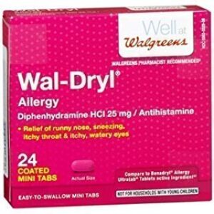 walgreens wal-dryl allergy relief coated mini tabs, 24 ea