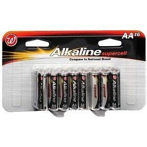 walgreens alkaline supercell batteries, aa, 16 ea