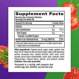 vitafusion Extra Strength Vitamin D3 Gummy, Strawberry Flavored Bone and Immune System Support (1) 120 Count