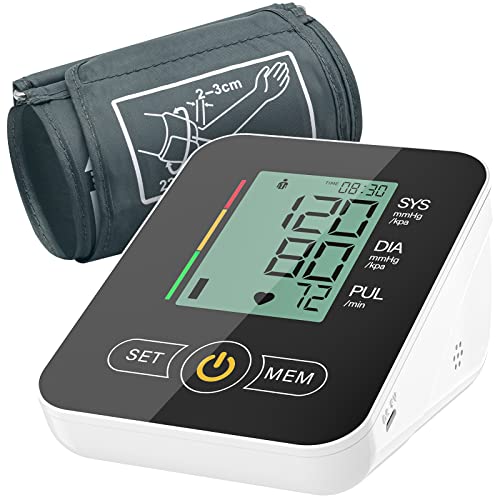 Blood Pressure Monitor - Portable Fully Automatic Digital Upper Arm Blood Pressure Monitor with Extra Large Cuffs,Large LCD Display BP Monitor for Home Use - No Voice Function (Black)