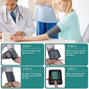 Blood Pressure Monitor - Portable Fully Automatic Digital Upper Arm Blood Pressure Monitor with Extra Large Cuffs,Large LCD Display BP Monitor for Home Use - No Voice Function (Black)