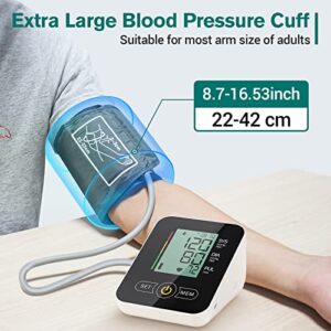 Blood Pressure Monitor - Portable Fully Automatic Digital Upper Arm Blood Pressure Monitor with Extra Large Cuffs,Large LCD Display BP Monitor for Home Use - No Voice Function (Black)