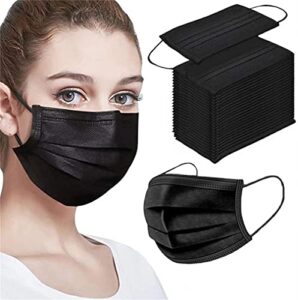 face masks black disposable 100pcs for men & women adults breathable face mask