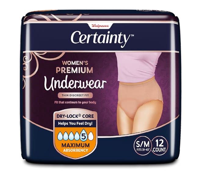 Walgreens Certainty Women's Premium Underwear Small/Medium 12.0ea