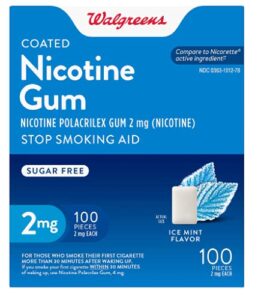 nicotine gum 2 mg 100 count sugar free stop smoking aid walgreens