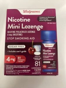81 count mini nicotine polacrilex lozenge, 4 mg stop smoking aid cherry ice walgreens