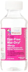 walgreens wal-dryl children’s allergy oral solution dye-free, bubble gum