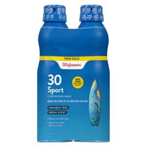 walgreens sport continuous spray sunscreen, spf 30, 2 ea