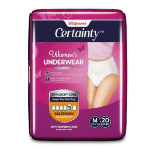 walgreens certainty women’s underwear, maximum absorbency medium 20.0ea