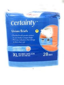 certainty unisex briefs, maximum absorbency, soft and flexible, x-large (xl), 28 count