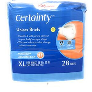 Certainty Unisex Briefs, Maximum Absorbency, Soft and Flexible, X-Large (XL), 28 Count