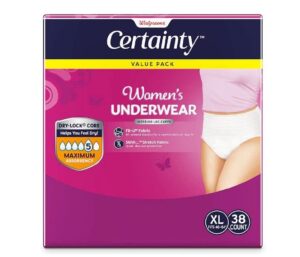 walgreens certainty women’s underwear, maximum absorbency x-large 38.0ea