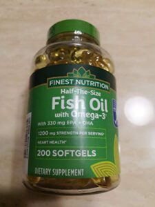 finest nutrition half-the-size fish oil 1200 mg, softgels, 200 ea