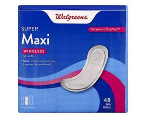 walgreens maxi pads, super unscented 48.0ea