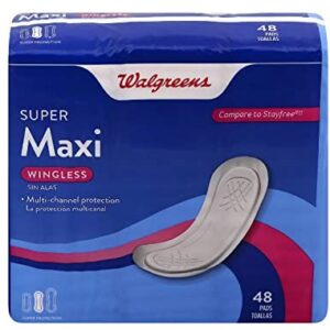 Walgreens Maxi Pads, Super Unscented 48.0ea