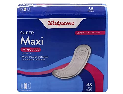 Walgreens Maxi Pads, Super Unscented 48.0ea