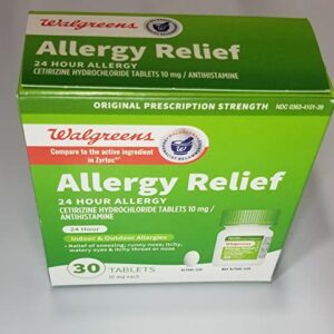 Walgreen Allergy Relief 24 Hour Cetirizine Hygrochloride 10 mg 30 Tablets