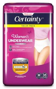 certainty women’s underwear, maximum absorbency medium (36)