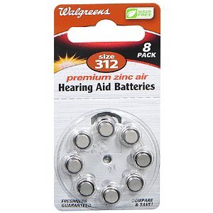 Walgreens Hearing Aid Batteries, Zero Mercury, 312, 8 ea