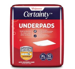 walgreens certainty underpads maximum absorbency x-large 10.0ea