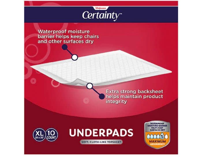 Walgreens Certainty Underpads Maximum Absorbency X-Large 10.0ea