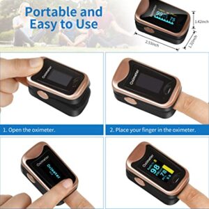 Pulse Oximeter Fingertip, LOVEWEE Upgraded SpO2 Blood Oxygen Saturation Monitor Heart Rate Monitor with Large OLED Digital Display, Portable Pulse Oximetry with Lanyard and Batteries