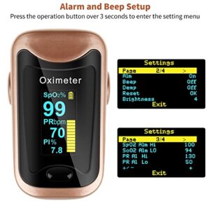 Pulse Oximeter Fingertip, LOVEWEE Upgraded SpO2 Blood Oxygen Saturation Monitor Heart Rate Monitor with Large OLED Digital Display, Portable Pulse Oximetry with Lanyard and Batteries