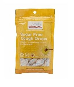 walgreens sugar free cough drops, honey lemon, 25 ea