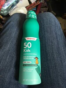 walgreens kids sunscreen 5.5oz spray water resisterant for 80 minutes spf 50