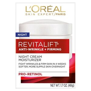 l’oreal paris skincare revitalift anti-aging night cream, face moisturizer with pro-retinol and centella asiatica, paraben free, non-comedogenic, suitable for sensitive skin, 1.7 oz.