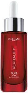 l’oreal paris revitalift 10% pure glycolic acid face serum, visibly evens tone & reduce wrinkles, fragrance free 1.7 oz