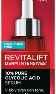 L'Oreal Paris Revitalift 10% Pure Glycolic Acid Face Serum, Visibly Evens Tone & Reduce Wrinkles, Fragrance Free 1.7 oz