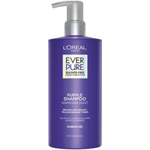 l’oreal paris everpure sulfate free brass toning purple shampoo for blonde, bleached, silver, or brown highlighted hair, 23fl; oz (packaging may vary)