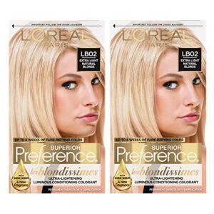 l’oreal paris superior preference fade-defying + shine permanent hair color, extra light natural blonde, pack of 2, hair dye