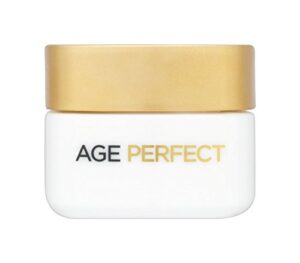 l’oreal paris skincare age perfect anti-aging day cream face moisturizer with soy seed proteins and spf 15 sunscreen for sagging skin and age spots, evens tone and hydrates deeply, 2.5 oz