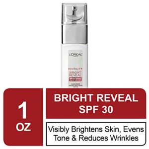 L'Oreal Paris Skincare Revitalift Bright Reveal Anti-Aging Day Cream SPF 30 Sunscreen with Glycolic Acid, Vitamin C & Pro-Retinol to Reduce Wrinkles & Brighten Skin, 1 fl. oz.