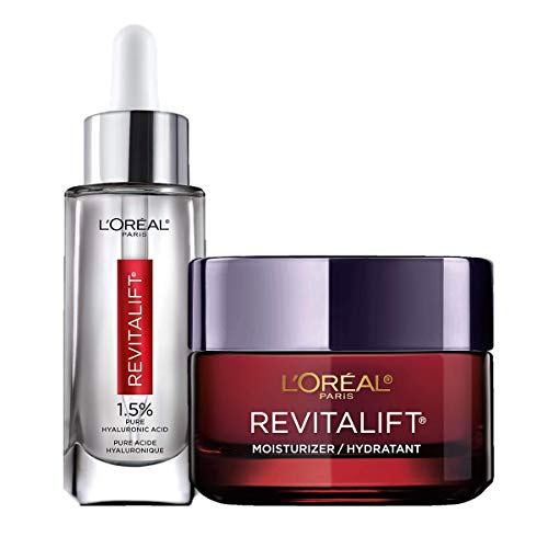 L'Oreal Paris Revitalift Triple Power Anti-Aging Face Moisturizer & Hyaluronic Acid Face Serum, Paraben & Fragrance Free Regimen Kit, 2 Count