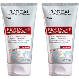 l’oreal paris skincare revitalift bright reveal facial cleanser with glycolic acid, anti-aging daily face cleanser to exfoliate dullness and brighten skin, 5 fl oz (pack of 2)