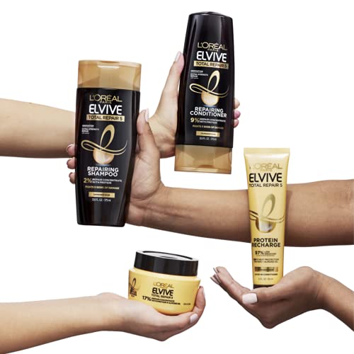 L'Oreal Paris Elvive Total Repair 5 Protein Recharge Leave In Conditioner Treatment and Heat Protectant, 5.1 Ounce