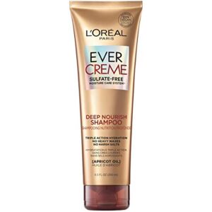 l’oreal paris evercreme sulfate free shampoo for dry hair, triple action hydration for dry, brittle or color treated hair, with apricot oil, 8.5 fl; oz (pack of 1) (packaging may vary)