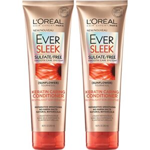 l’oreal paris eversleek keratin caring conditioner, with sunflower oil, 2 count (8.5 fl; oz each)