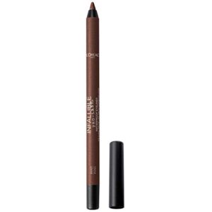 l’oreal paris makeup infallible pro-last pencil eyeliner, waterproof and smudge-resistant, glides on easily to create any look, bronze, 0.042 oz.