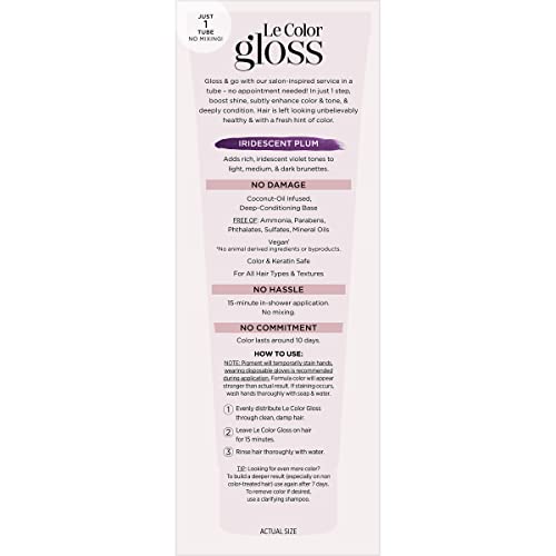 L'Oreal Paris Le Color Gloss One Step In-Shower Toning Hair Gloss, Neutralizes Brass, Conditions & Boosts Shine, Iridescent Plum Purple, 4 Ounce