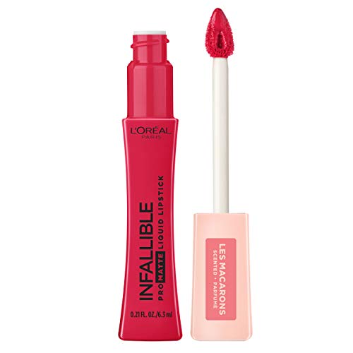 L'Oreal Paris Makeup Infallible Pro Matte Les Macarons Scented Matte Liquid Lipstick, Highly Pigmented, Longwear, Waterproof and Smudge Proof, Framboise Frenzy, 0.21 fl; oz.