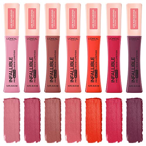 L'Oreal Paris Makeup Infallible Pro Matte Les Macarons Scented Matte Liquid Lipstick, Highly Pigmented, Longwear, Waterproof and Smudge Proof, Framboise Frenzy, 0.21 fl; oz.