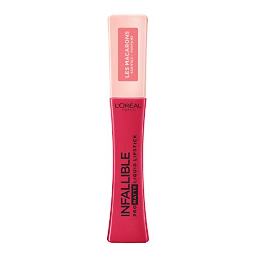 L'Oreal Paris Makeup Infallible Pro Matte Les Macarons Scented Matte Liquid Lipstick, Highly Pigmented, Longwear, Waterproof and Smudge Proof, Framboise Frenzy, 0.21 fl; oz.