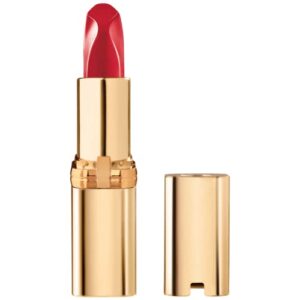 l’oreal paris makeup colour riche red lipstick, long lasting, satin finish smudge proof lipstick with hydrating argan oil & vitamin e, lovely red, 0.13 oz
