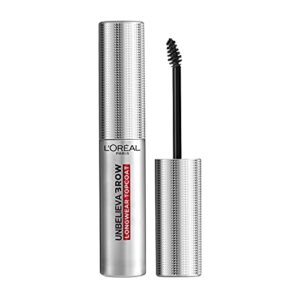 l’oreal paris unbelieva-brow longwear eyebrow topcoat, waterproof, smudge-resistant, transfer- proof, quick drying, easy and quick application with precise brush, universal transparent, 0.15 fl. oz.